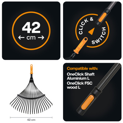 Насадка-граблі для листя металеві Fiskars OneClick™ (1080675), фото 2