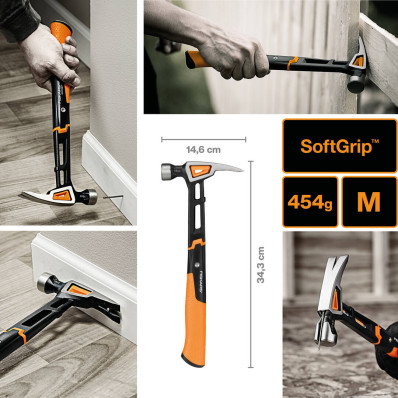 Молоток Fiskars IsoCore (M) 16oz / 13.5 "(156000) 1020213, фото 2