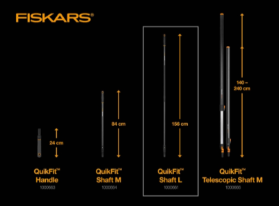 Черенок черный Fiskars QuikFit (L) 1.56 м 136001 (1000661), фото 6