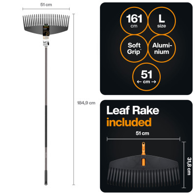 Грабли для листьев Fiskars OneClick + ручка L (1080713), фото 2