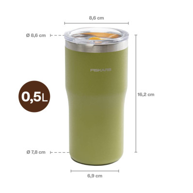 Термокружка Fiskars On-the-go 0.5 л, колір кропива (1078763), фото 2