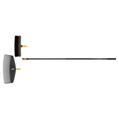 Набор Fiskars OneClick: метла + грабли для листьев + ручка L (1080715), фото 1