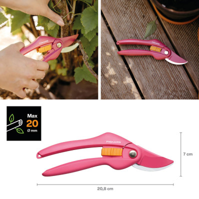 Секатор плоскостной Fiskars Inspiration Ruby 111256 (1003657), фото 2