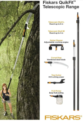 Телескопічна графітова ручка Fiskars QuikFit (L) 136032 (1000665), фото 5