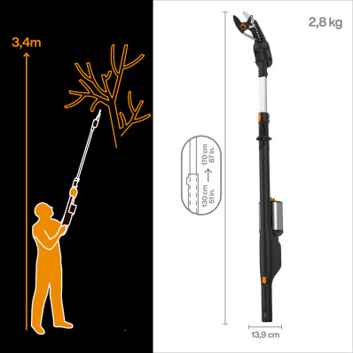 Акумуляторний висотний сучкоріз Fiskars eLopper™ (1082299) без акумулятора, фото 2
