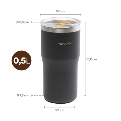 Термокружка Fiskars On-the-go 0.5 л, колір чорний (1078762), фото 2