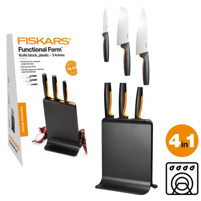 Набор кухонных ножей с пластиковым блоком Fiskars Functional Form ™ 3 шт 1057555, фото 1