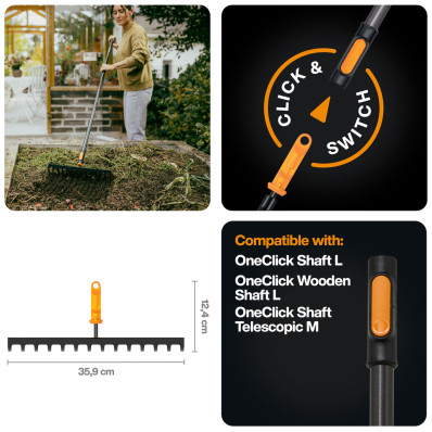 Насадка-граблі для ґрунту Fiskars OneClick™ (1080677), фото 2