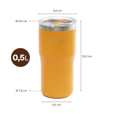 Термокружка Fiskars On-the-go 0.5 л, колір помаранчевий (1078761), фото 2