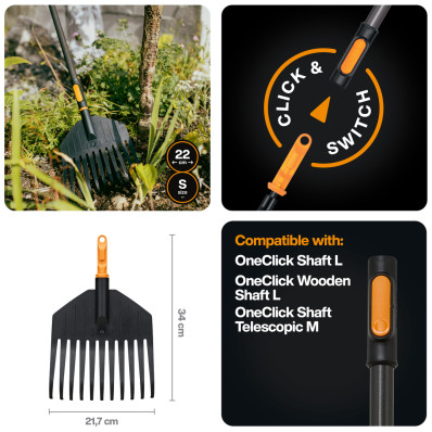Насадка-граблі для листя малі Fiskars OneClick (1082704), фото 2