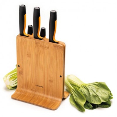 Набор кухонных ножей с бамбуковым блоком Fiskars Functional Form ™ 5 шт 1057552, фото 3