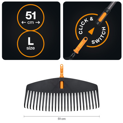 Грабли для листь (насадка) Fiskars OneClick L 51 см (1080673), фото 2