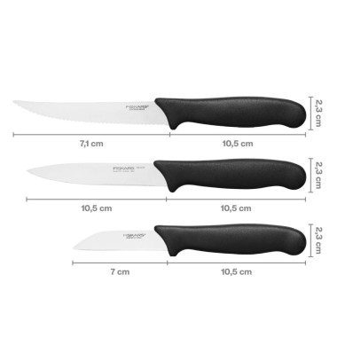 Набір кухонних ножів для овочів Fiskars Essential 3шт (1065584), фото 2
