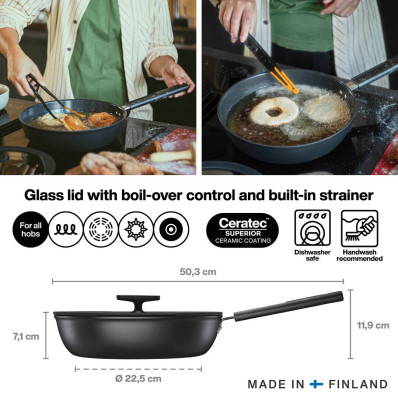 Сотейник Fiskars Hard Face с крышкой 28 см (1075530), фото 2