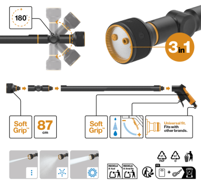 Штанга-распылитель для полива Fiskars с 3 функциями (1065488), фото 2