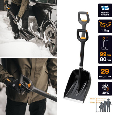 Телескопічна автомобільна лопата для снігу Fiskars X-series ™ 1057187 лопати, фото 2