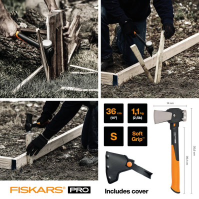 Будівельна сокира-молот Fiskars Pro IsoCore S 1,1 кг / 36 см (1062936), фото 2